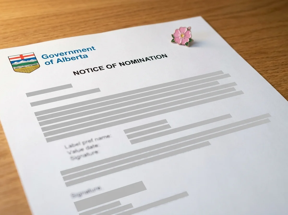 Alberta Advantage Immigration Program Nomination Letter Close-up of an Alberta Advantage Immigration Program (AAIP) nomination letter on a wooden desk.