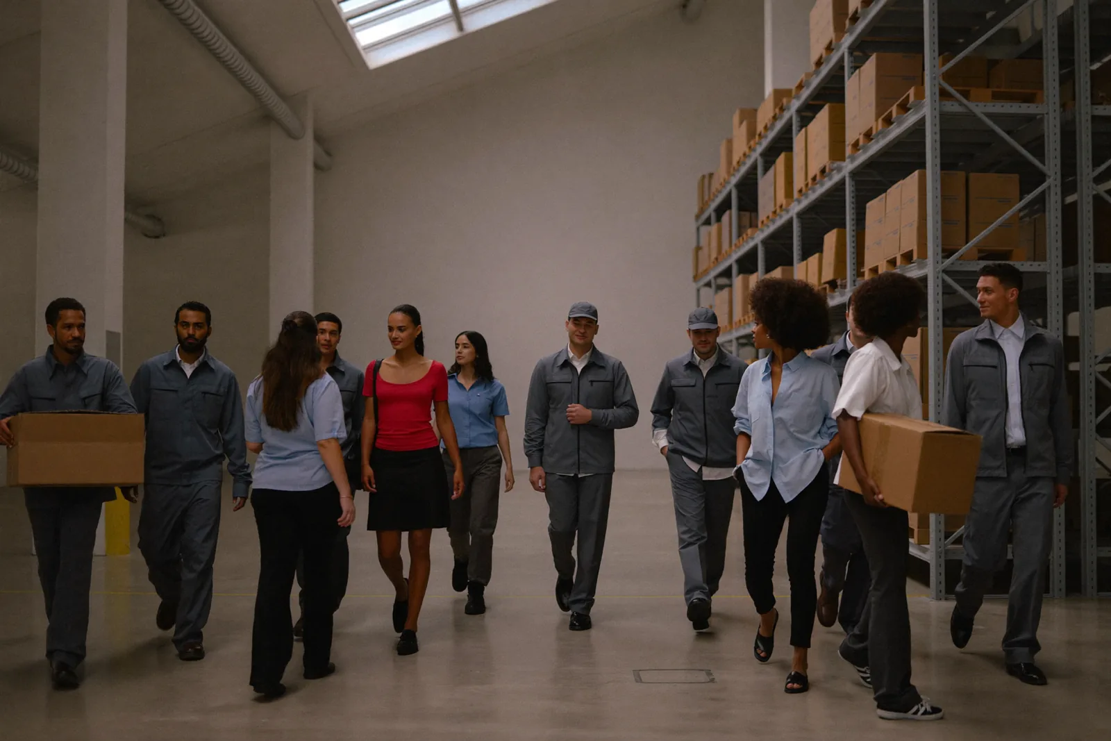 New foreign workers on an orientation tour of a Canadian facility
