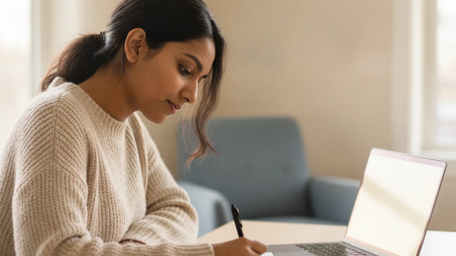 A recent graduate plans next steps in a notebook while waiting for a PGWP decision
