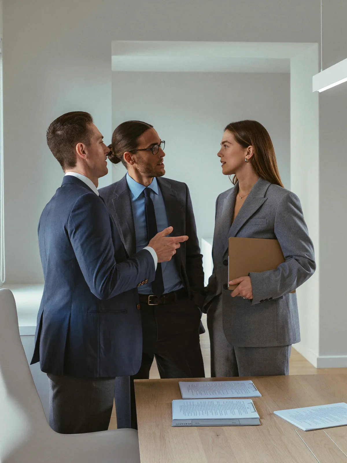Immigration consultants collaborating on client files