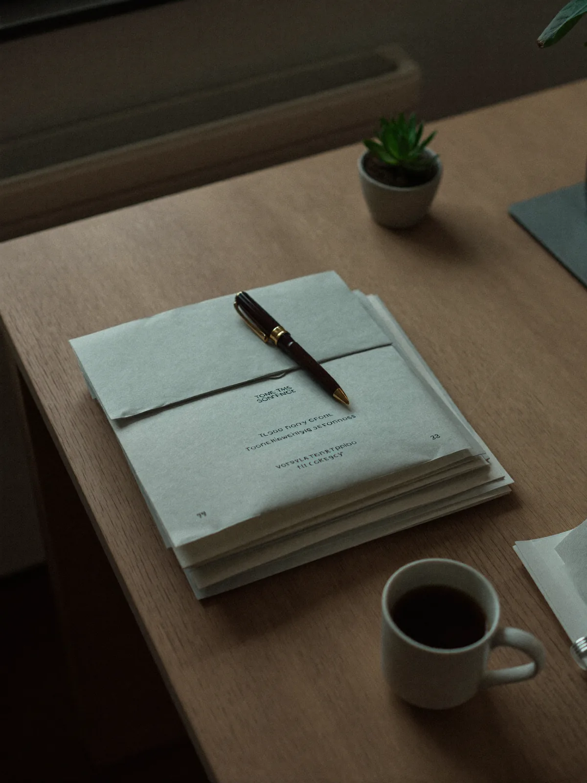 Carefully organized client application files at the TopNation office