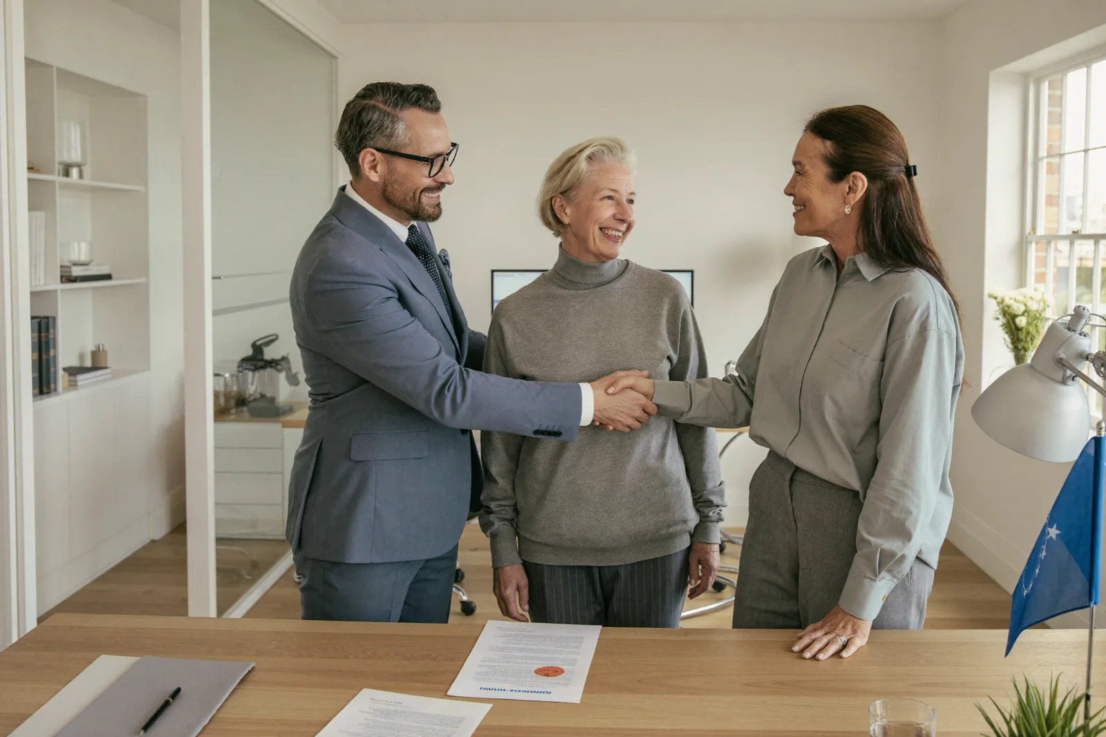Couple meeting a TopNation consultant in Edmonton about a Canada visitor visa